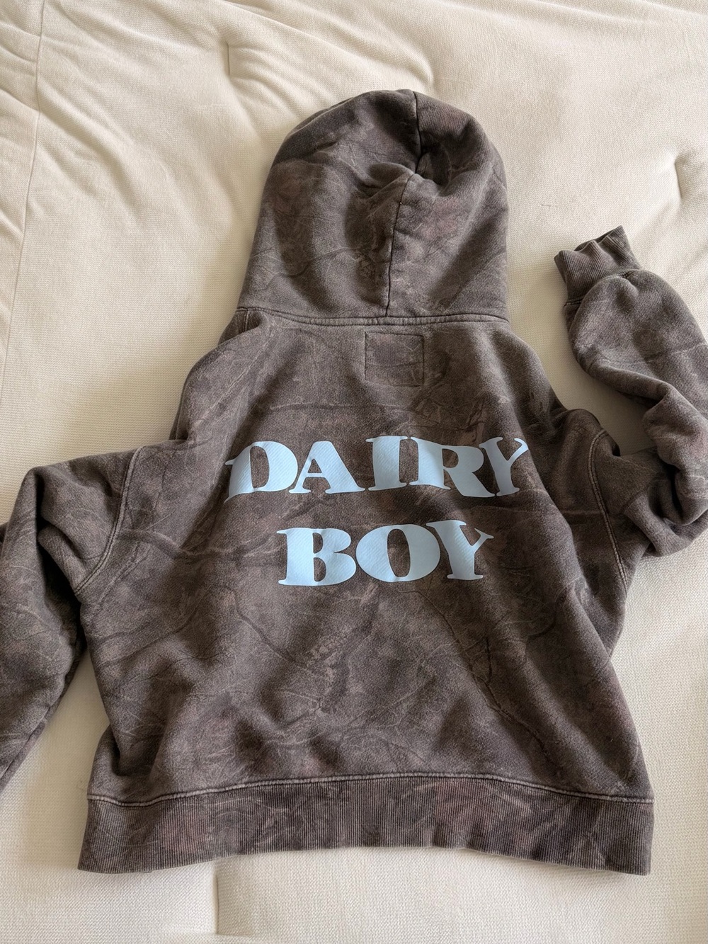 Dairy Boy blue puff camo hoodie